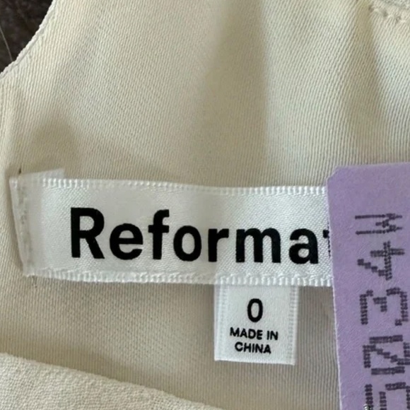 Reformation Besse Dress Ivory 0 Tie Straps Midi Dress - Picture 4 of 5